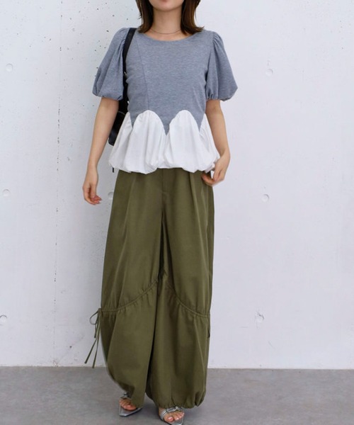 archives(アルシーヴ)の「ラウンドバルーンドッキングカットTOPS(Tシャツ/カットソー・レディース・オフホワイト/グレー/ネイビー・MEDIUM)」の7枚目の写真