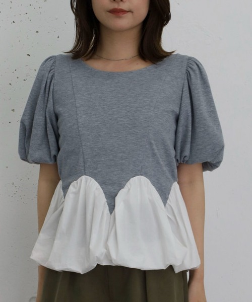archives(アルシーヴ)の「ラウンドバルーンドッキングカットTOPS(Tシャツ/カットソー・レディース・オフホワイト/グレー/ネイビー・MEDIUM)」の13枚目の写真