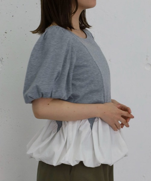 archives(アルシーヴ)の「ラウンドバルーンドッキングカットTOPS(Tシャツ/カットソー・レディース・オフホワイト/グレー/ネイビー・MEDIUM)」の10枚目の写真