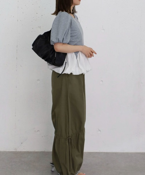 archives(アルシーヴ)の「ラウンドバルーンドッキングカットTOPS(Tシャツ/カットソー・レディース・オフホワイト/グレー/ネイビー・MEDIUM)」の5枚目の写真