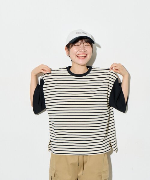 B-DAY STORE(ビーデイストア)の「【B-DAY STORE】ボーダーTシャツ(Tシャツ/カットソー・レディース・ブラック/ホワイト・0)」の4枚目の写真