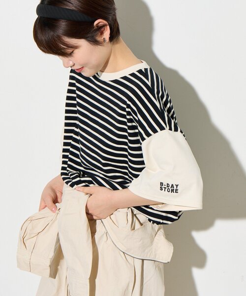 B-DAY STORE（ビーデイストア）の「【B-DAY STORE】ボーダーTシャツ（Tシャツ/カットソー・レディース・ブラック/ホワイト・0）」の6枚目の写真