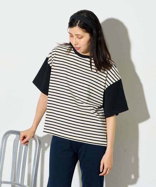 B-DAY STORE（ビーデイストア）の「【B-DAY STORE】ボーダーTシャツ（Tシャツ/カットソー・レディース・ブラック/ホワイト・0）」の18枚目の写真