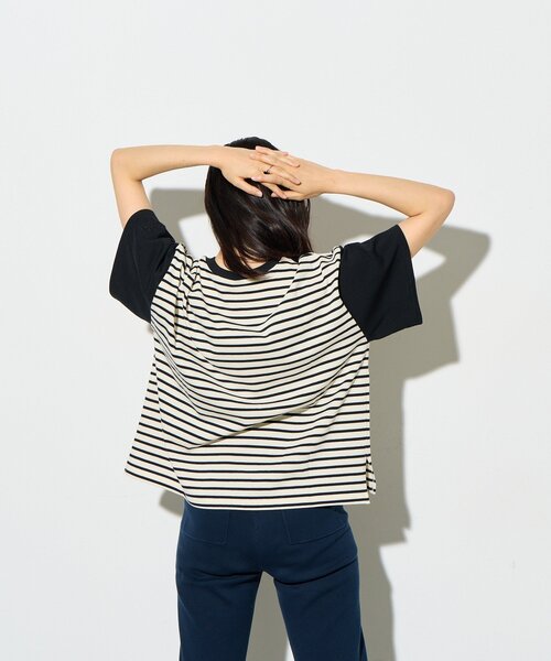 B-DAY STORE(ビーデイストア)の「【B-DAY STORE】ボーダーTシャツ(Tシャツ/カットソー・レディース・ブラック/ホワイト・0)」の3枚目の写真