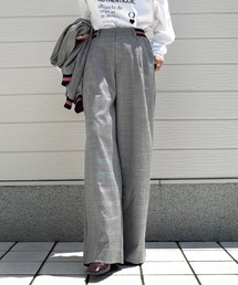 Q | ウエストリブチェックパンツ(その他パンツ)