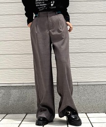 Q | ウエストリブチェックパンツ(その他パンツ)