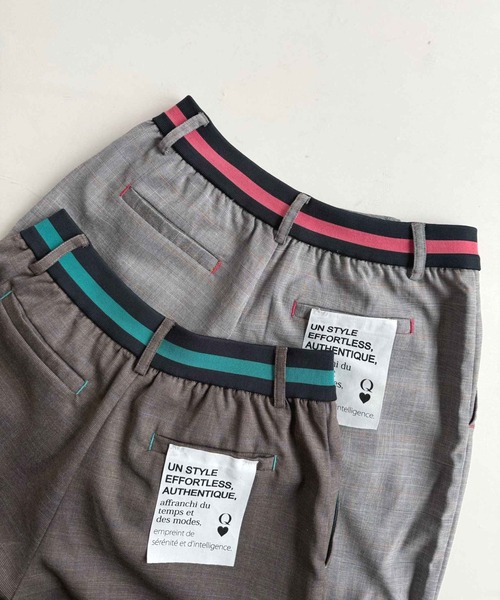 Q（キュー）の「ウエストリブチェックパンツ（その他パンツ・レディース・ブラック系/ブラウン系・MEDIUM）」の4枚目の写真