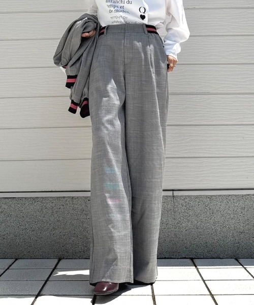 Q（キュー）の「ウエストリブチェックパンツ（その他パンツ・レディース・ブラック系/ブラウン系・MEDIUM）」の8枚目の写真