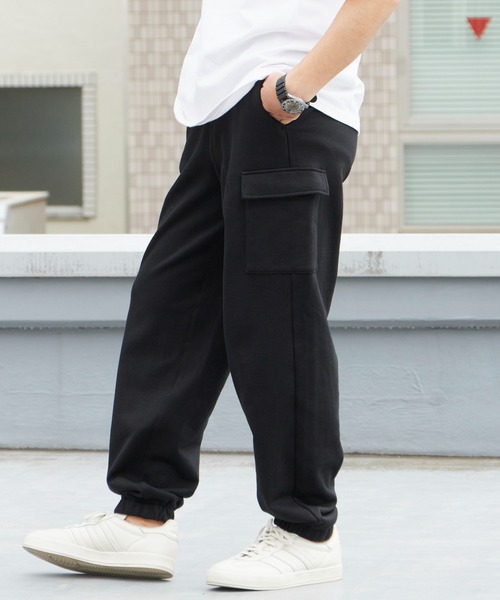 ALOHA BLUE(アロハブルー)の「ALOHA BLUE / アロハブルー ストレート スウェット カーゴパンツ 無地 秋 秋服 2026年秋冬(カーゴパンツ・メンズ・ブラック・S/M)」の3枚目の写真