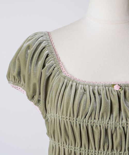igi(イジ)の「VELOUR SHIRRED TOP / ベロアシャーリングトップス(Tシャツ/カットソー・レディース・グリーン/ブラック・FREE)」の18枚目の写真