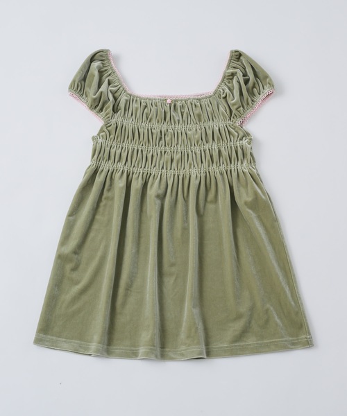 igi(イジ)の「VELOUR SHIRRED TOP / ベロアシャーリングトップス(Tシャツ/カットソー・レディース・グリーン/ブラック・FREE)」の11枚目の写真