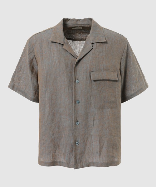 WhoWhat(フーワット)の「HEMP CHAMBRY OPEN COLLAR SHIRT(シャツ/ブラウス・メンズ・グリーン系その他/グレー系その他・S/M)」の2枚目の写真