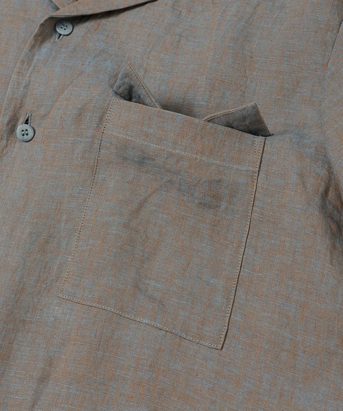 WhoWhat(フーワット)の「HEMP CHAMBRY OPEN COLLAR SHIRT(シャツ/ブラウス・メンズ・グリーン系その他/グレー系その他・S/M)」の4枚目の写真