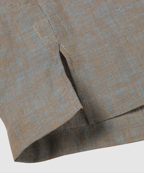 WhoWhat(フーワット)の「HEMP CHAMBRY OPEN COLLAR SHIRT(シャツ/ブラウス・メンズ・グリーン系その他/グレー系その他・S/M)」の6枚目の写真