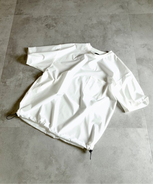 MMMM(エムエムエムエム)の「MMMM/ アイスファブリック/半袖TEE/ドローコード(Tシャツ/カットソー・メンズ・ネイビー/カーキ/グレイッシュベージュ/ブラック/ホワイト・LARGE/X-LARGE/MEDIUM)」の1枚目の写真