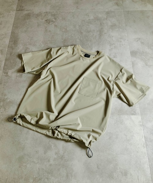 MMMM(エムエムエムエム)の「MMMM/ アイスファブリック/半袖TEE/ドローコード(Tシャツ/カットソー・メンズ・ネイビー/カーキ/グレイッシュベージュ/ブラック/ホワイト・LARGE/X-LARGE/MEDIUM)」の3枚目の写真