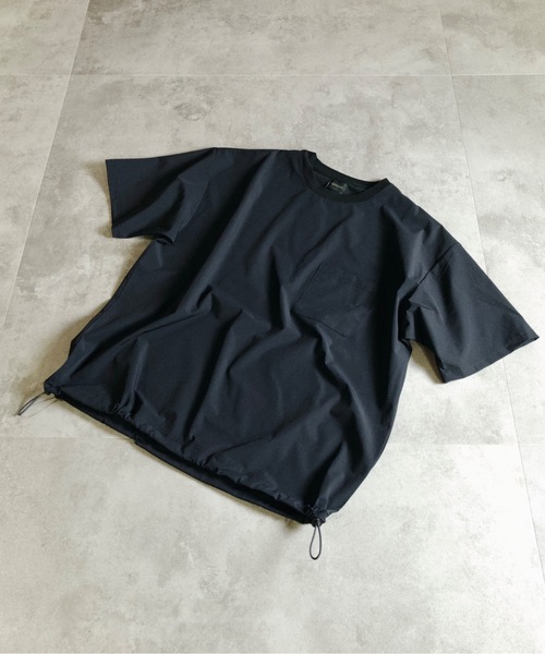 MMMM(エムエムエムエム)の「MMMM/ アイスファブリック/半袖TEE/ドローコード(Tシャツ/カットソー・メンズ・ネイビー/カーキ/グレイッシュベージュ/ブラック/ホワイト・LARGE/X-LARGE/MEDIUM)」の2枚目の写真