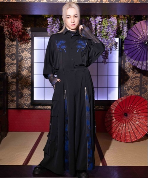 REZEN(リゼン)の「彼岸花刺繍半袖シャツ(シャツ/ブラウス・メンズ・ブルーパープル/ライトグレー/イエロー/ローズ・MEDIUM/LARGE)」の13枚目の写真