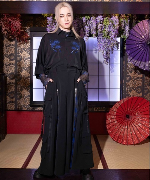 REZEN(リゼン)の「彼岸花刺繍半袖シャツ(シャツ/ブラウス・メンズ・ブルーパープル/ライトグレー/イエロー/ローズ・MEDIUM/LARGE)」の14枚目の写真