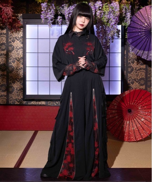 REZEN(リゼン)の「彼岸花刺繍半袖シャツ(シャツ/ブラウス・メンズ・ブルーパープル/ライトグレー/イエロー/ローズ・MEDIUM/LARGE)」の19枚目の写真