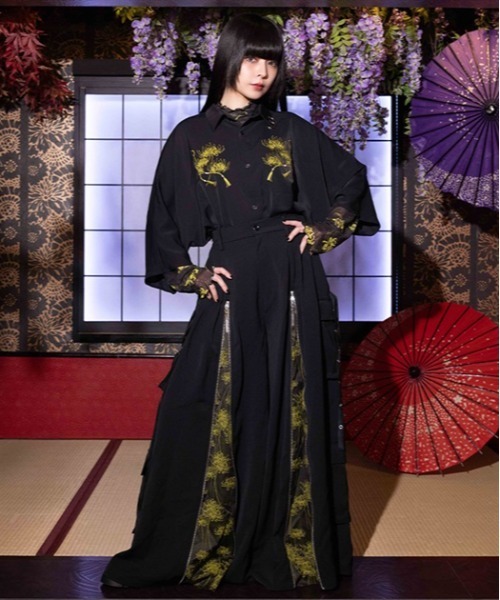 REZEN(リゼン)の「彼岸花刺繍半袖シャツ(シャツ/ブラウス・メンズ・ブルーパープル/ライトグレー/イエロー/ローズ・MEDIUM/LARGE)」の20枚目の写真