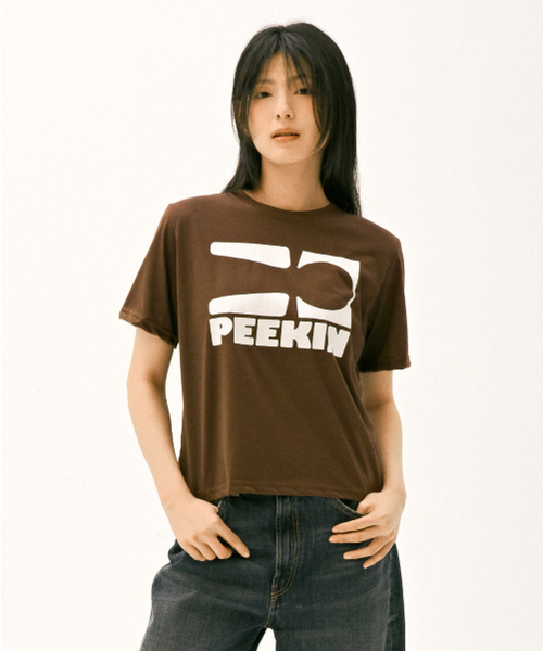And Again(アンドアゲイン)の「シグネチャーロゴクロップTシャツ(ブラウン)(Tシャツ/カットソー・レディース・その他・FREE)」の1枚目の写真