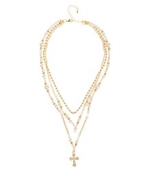 EVRIS（エヴリス）の「CROSS PEARL 3連 ネックレス（ネックレス）」
