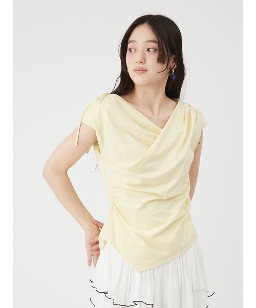 LILY BROWN(リリーブラウン)の「【UVカット】3wayドレープトップス(Tシャツ/カットソー・レディース・イエロー/ブラック/ホワイト・F)」の3枚目の写真