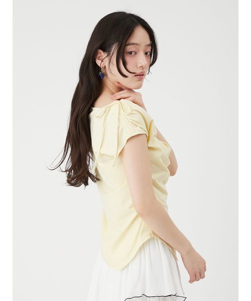 LILY BROWN(リリーブラウン)の「【UVカット】3wayドレープトップス(Tシャツ/カットソー・レディース・イエロー/ブラック/ホワイト・F)」の6枚目の写真