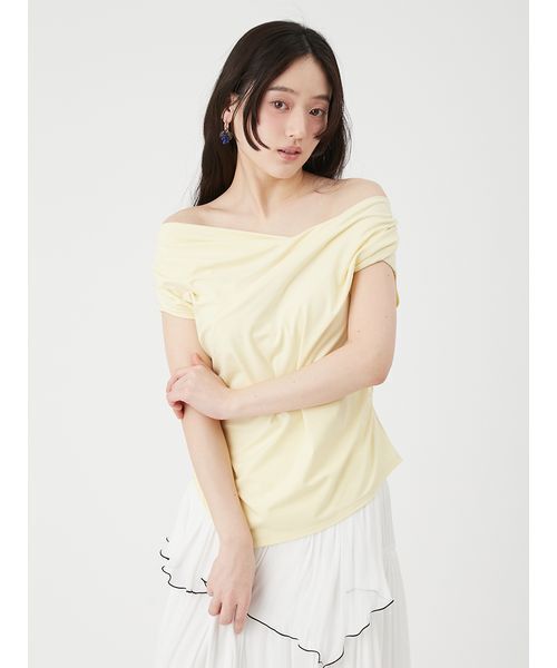 LILY BROWN(リリーブラウン)の「【UVカット】3wayドレープトップス(Tシャツ/カットソー・レディース・イエロー/ブラック/ホワイト・F)」の14枚目の写真