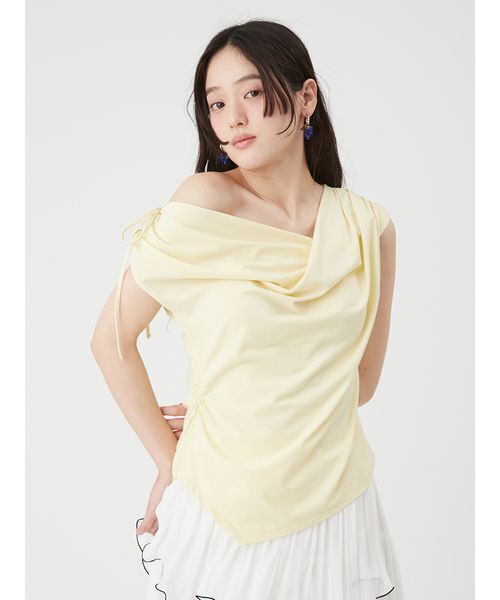 LILY BROWN(リリーブラウン)の「【UVカット】3wayドレープトップス(Tシャツ/カットソー・レディース・イエロー/ブラック/ホワイト・F)」の16枚目の写真