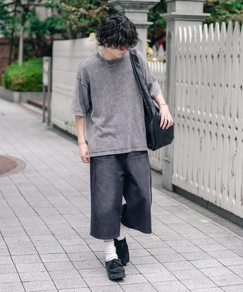 Rocky Monroe(ロッキーモンロー)の「オーバーサイズ ヴィンテージ加工クルーネック半袖サマーニットTシャツ(ニット/セーター・メンズ・チャコール/ベージュ/ワイン/ブラック・M/XL/L)」の9枚目の写真