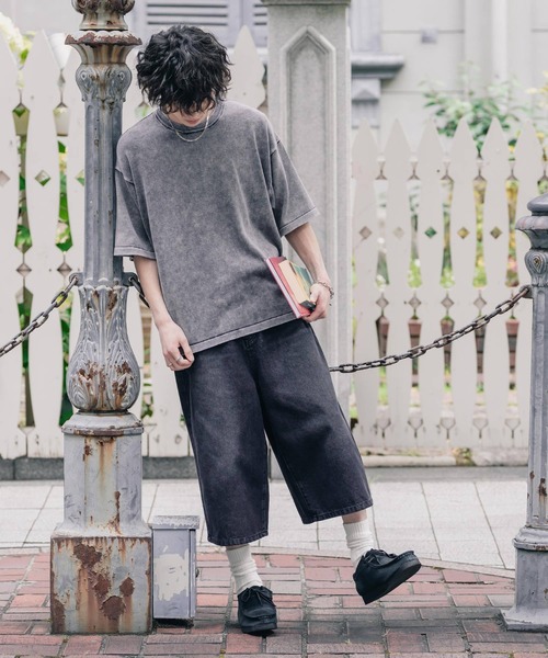 Rocky Monroe(ロッキーモンロー)の「オーバーサイズ ヴィンテージ加工クルーネック半袖サマーニットTシャツ(ニット/セーター・メンズ・チャコール/ベージュ/ワイン/ブラック・M/XL/L)」の10枚目の写真