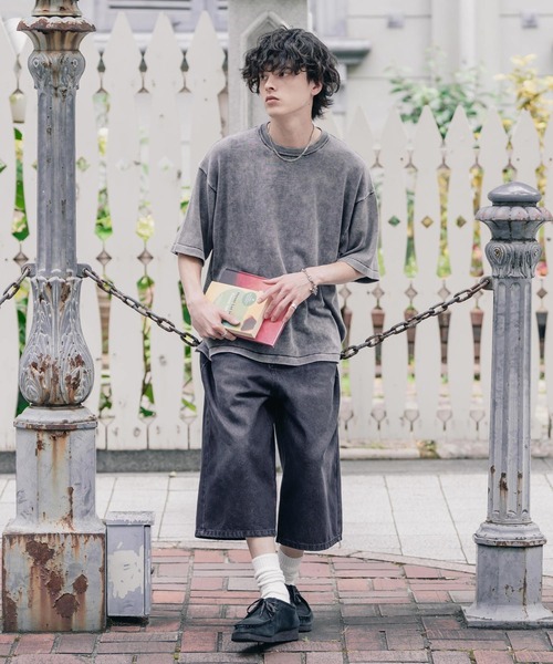 Rocky Monroe(ロッキーモンロー)の「オーバーサイズ ヴィンテージ加工クルーネック半袖サマーニットTシャツ(ニット/セーター・メンズ・チャコール/ベージュ/ワイン/ブラック・M/XL/L)」の11枚目の写真