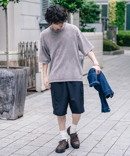 Rocky Monroe(ロッキーモンロー)の「オーバーサイズ ヴィンテージ加工クルーネック半袖サマーニットTシャツ(ニット/セーター・メンズ・チャコール/ベージュ/ワイン/ブラック・M/XL/L)」の14枚目の写真
