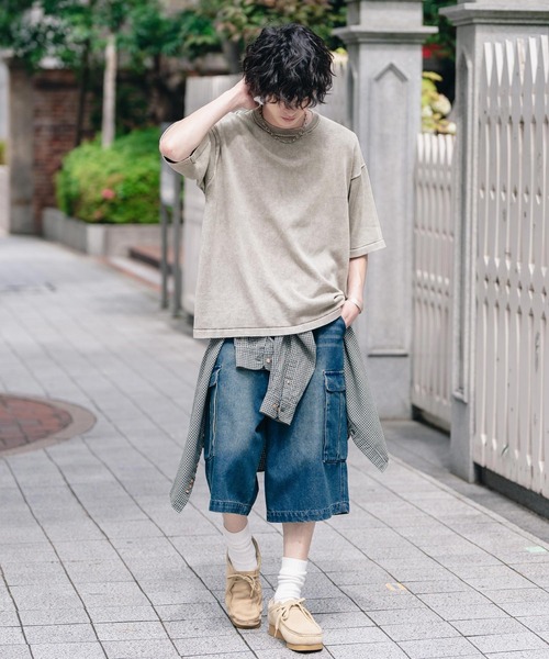 Rocky Monroe(ロッキーモンロー)の「オーバーサイズ ヴィンテージ加工クルーネック半袖サマーニットTシャツ(ニット/セーター・メンズ・チャコール/ベージュ/ワイン/ブラック・M/XL/L)」の19枚目の写真