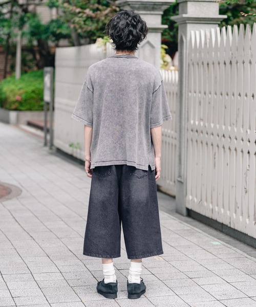 Rocky Monroe(ロッキーモンロー)の「オーバーサイズ ヴィンテージ加工クルーネック半袖サマーニットTシャツ(ニット/セーター・メンズ・チャコール/ベージュ/ワイン/ブラック・M/XL/L)」の7枚目の写真