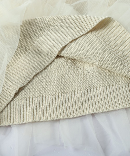 AMELY(エミリー)の「チュールフリル ドッキング ニットトップス/体系カバー/快適素材(ニット/セーター・レディース・ピンク/ベージュ/ブラック・フリー)」の9枚目の写真