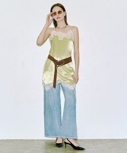 JOSE MOON（ジョゼムーン）の「UP SIDE DOWN LACE CAMISOLE/アップサイドダウンレースキャミソール（キャミソール・レディース・ブラック/ホワイト/イエロー系その他/サックスブルー・FREE）」の8枚目の写真
