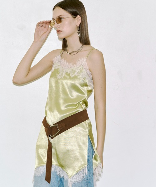 JOSE MOON（ジョゼムーン）の「UP SIDE DOWN LACE CAMISOLE/アップサイドダウンレースキャミソール（キャミソール・レディース・ブラック/ホワイト/イエロー系その他/サックスブルー・FREE）」の5枚目の写真