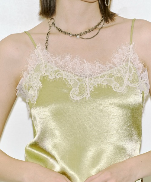 JOSE MOON（ジョゼムーン）の「UP SIDE DOWN LACE CAMISOLE/アップサイドダウンレースキャミソール（キャミソール・レディース・ブラック/ホワイト/イエロー系その他/サックスブルー・FREE）」の11枚目の写真