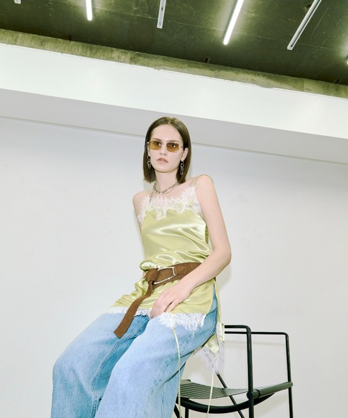 JOSE MOON（ジョゼムーン）の「UP SIDE DOWN LACE CAMISOLE/アップサイドダウンレースキャミソール（キャミソール・レディース・ブラック/ホワイト/イエロー系その他/サックスブルー・FREE）」の13枚目の写真