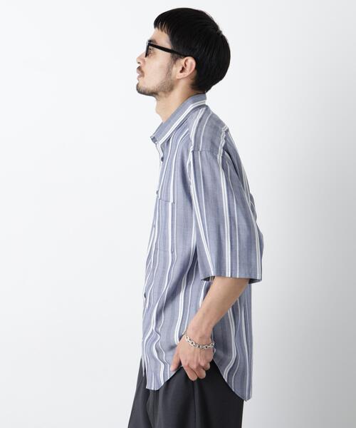 NANO universe(ナノユニバース)の「マルチストライプシャツ 半袖(シャツ/ブラウス・メンズ・ネイビー/ベージュ/ブラック・M/S/L)」の17枚目の写真
