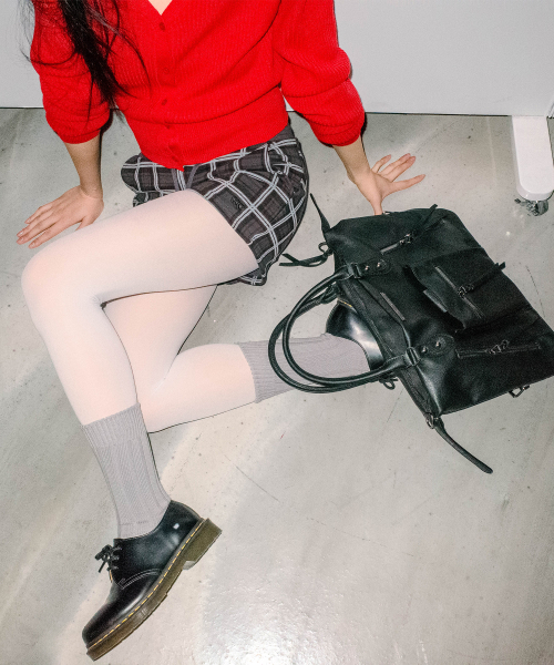 CHICKS(チックス)の「タータンチェックバンディングスウェットショートパンツチャコール(その他パンツ・レディース・チャコール・ONE SIZE)」の4枚目の写真