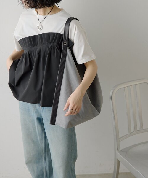 ear PAPILLONNER（イアパピヨネ）の「【kawa-kawa(カワカワ)】NO1562 stripeワンショルダーバッグ（トートバッグ・レディース・ブラック/グレー・FREE）」の21枚目の写真