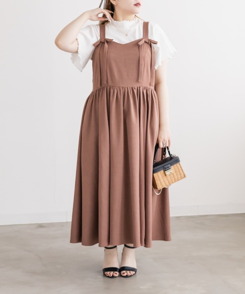CLETTE（クレット）の「CLETTEオリジナルリボンポイントワンピース（ワンピース・レディース・テラコッタ/ブラック/チャコールグレー・4L/3L/LL）」の3枚目の写真