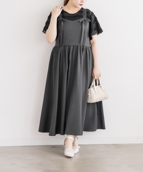 CLETTE（クレット）の「CLETTEオリジナルリボンポイントワンピース（ワンピース・レディース・テラコッタ/ブラック/チャコールグレー・4L/3L/LL）」の9枚目の写真