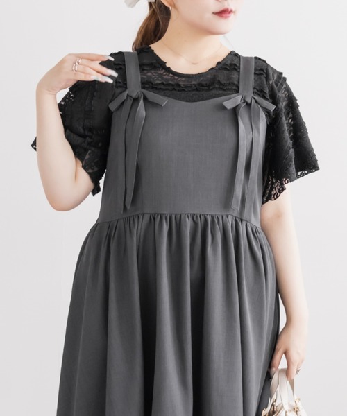 CLETTE（クレット）の「CLETTEオリジナルリボンポイントワンピース（ワンピース・レディース・テラコッタ/ブラック/チャコールグレー・4L/3L/LL）」の11枚目の写真