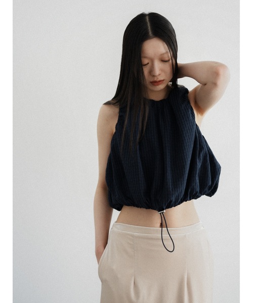 Katrin TOKYO(カトリーントーキョー)の「drawstring check tops(キャミソール・レディース・ブルー/ネイビー/ピンク・XS/FREE)」の2枚目の写真