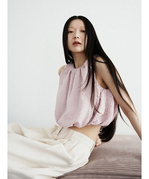 Katrin TOKYO(カトリーントーキョー)の「drawstring check tops(キャミソール・レディース・ブルー/ネイビー/ピンク・XS/FREE)」の3枚目の写真